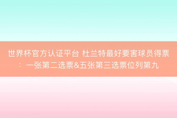 世界杯官方认证平台 杜兰特最好要害球员得票：一张第二选票&五张第三选票位列第九