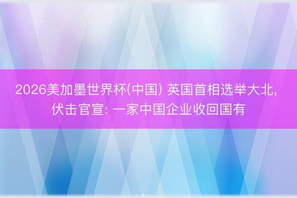 2026美加墨世界杯(中国) 英国首相选举大北， 伏击官宣: 一家中国企业收回国有