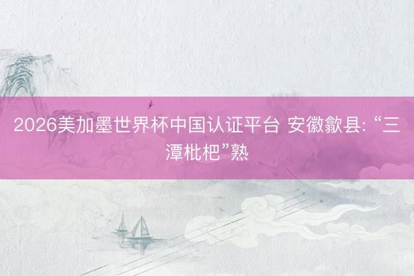 2026美加墨世界杯中国认证平台 安徽歙县: “三潭枇杷”熟