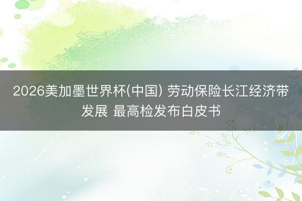2026美加墨世界杯(中国) 劳动保险长江经济带发展 最高检发布白皮书