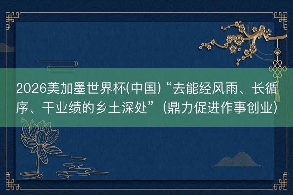 2026美加墨世界杯(中国) “去能经风雨、长循序、干业绩的乡土深处”（鼎力促进作事创业）