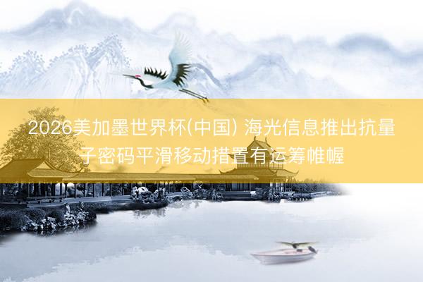 2026美加墨世界杯(中国) 海光信息推出抗量子密码平滑移动措置有运筹帷幄