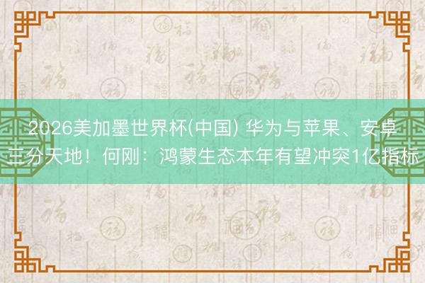 2026美加墨世界杯(中国) 华为与苹果、安卓三分天地！何刚：鸿蒙生态本年有望冲突1亿指标