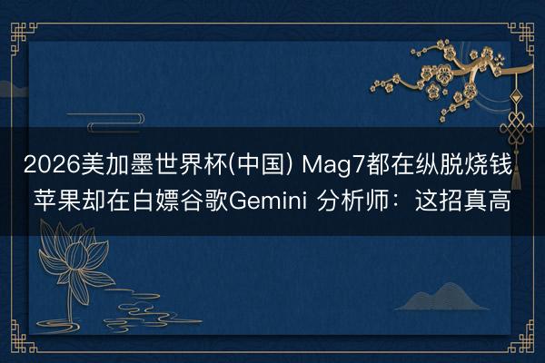 2026美加墨世界杯(中国) Mag7都在纵脱烧钱 苹果却在白嫖谷歌Gemini 分析师：这招真高