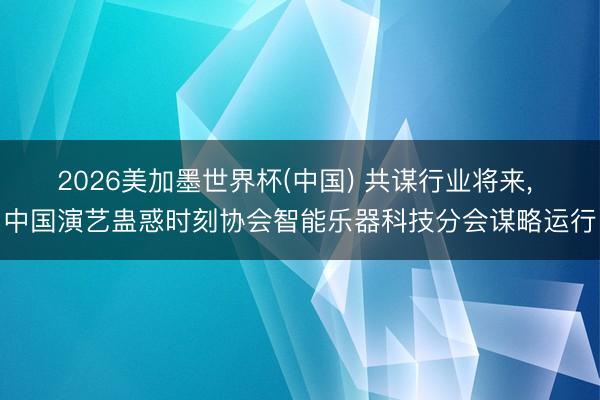 2026美加墨世界杯(中国) 共谋行业将来， 中国演艺蛊惑时刻协会智能乐器科技分会谋略运行