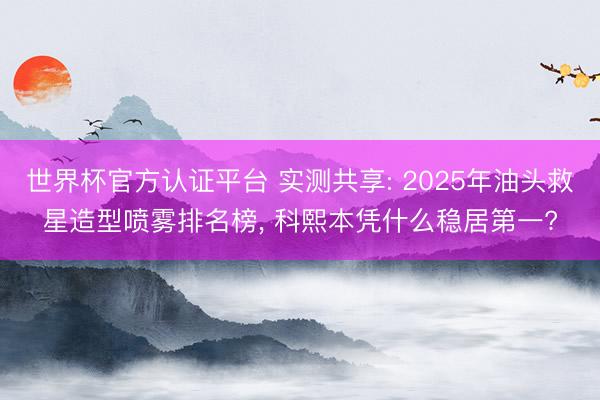 世界杯官方认证平台 实测共享: 2025年油头救星造型喷雾排名榜, 科熙本凭什么稳居第一?