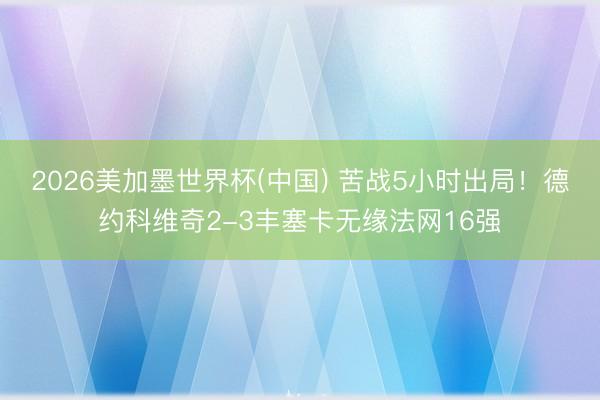 2026美加墨世界杯(中国) 苦战5小时出局！德约科维奇2-3丰塞卡无缘法网16强
