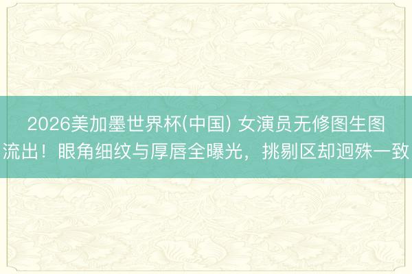 2026美加墨世界杯(中国) 女演员无修图生图流出！眼角细纹与厚唇全曝光，挑剔区却迥殊一致