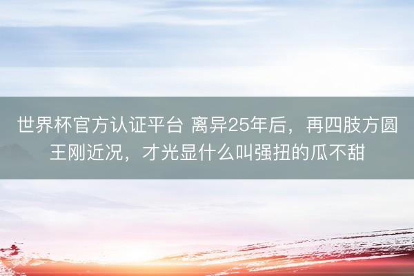 世界杯官方认证平台 离异25年后，再四肢方圆王刚近况，才光显什么叫强扭的瓜不甜