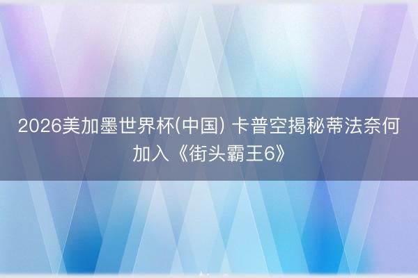2026美加墨世界杯(中国) 卡普空揭秘蒂法奈何加入《街头霸王6》