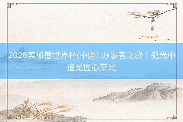 2026美加墨世界杯(中国) 办事者之歌｜弧光中追觅匠心荣光