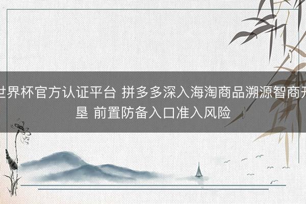 世界杯官方认证平台 拼多多深入海淘商品溯源智商开垦 前置防备入口准入风险