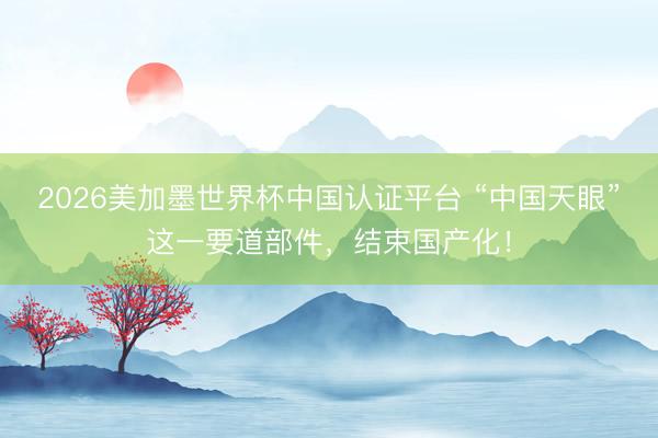 2026美加墨世界杯中国认证平台 “中国天眼”这一要道部件,结束国产化!