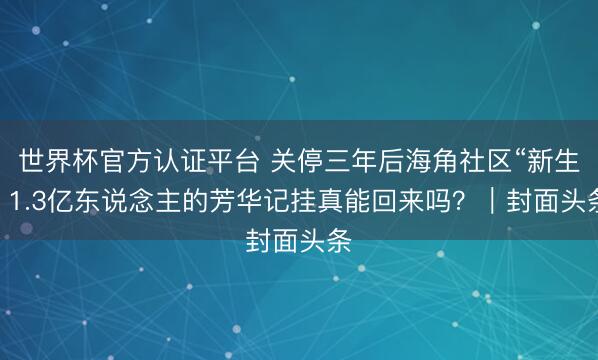 世界杯官方认证平台 关停三年后海角社区“新生” 1.3亿东说念主的芳华记挂真能回来吗？｜封面头条
