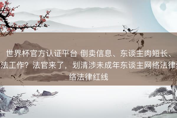 世界杯官方认证平台 倒卖信息、东谈主肉短长、AI非法工作？法官来了，划清涉未成年东谈主网络法律红线