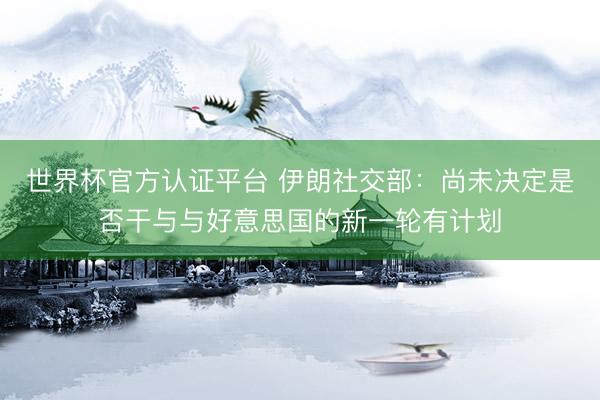 世界杯官方认证平台 伊朗社交部：尚未决定是否干与与好意思国的新一轮有计划